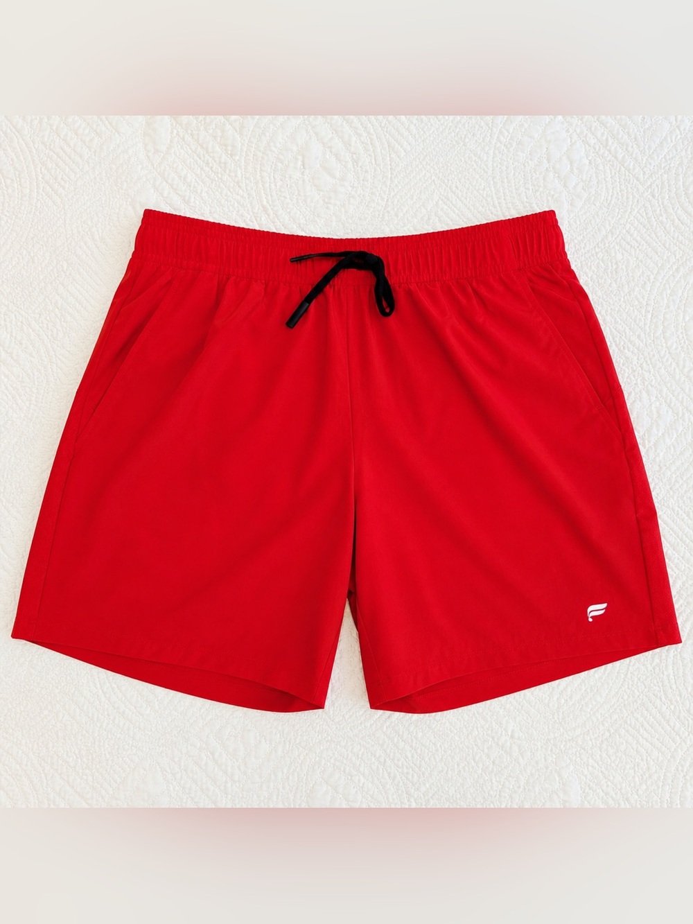 Fabletics Men’s Red Athletic Shorts Size M Lined Gym Running Training Activewear